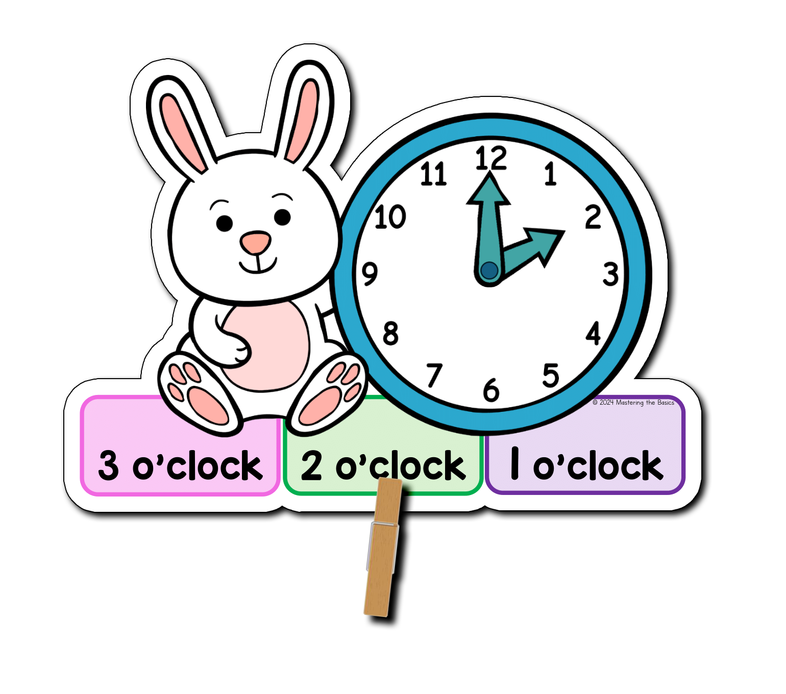 Easter Bunny Time to the Hour Clip Cards